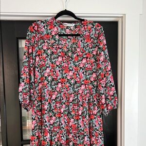 Zara Floral Dress with Red and Pink Flowers